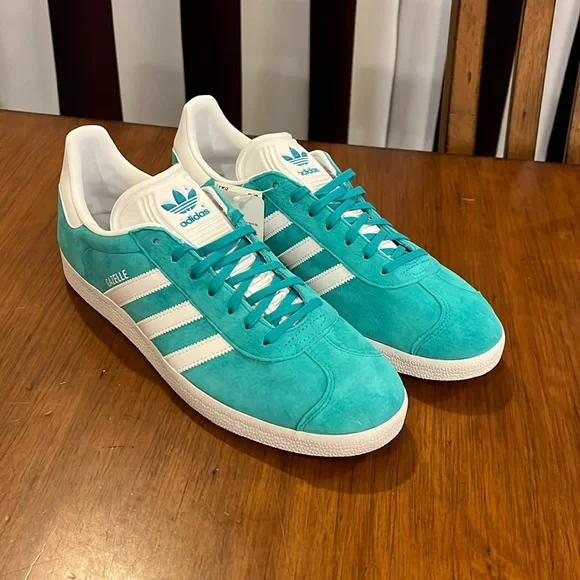 Adidas Gazelle Shoes Sneakers new EE5510 Hi-Res Aqua white Men’s Size 11